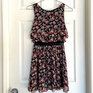 Floral dress with sheer lacy midriff